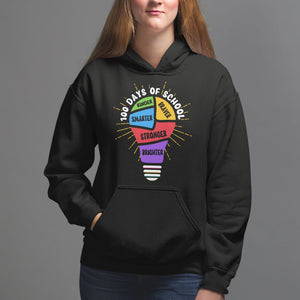 100th Day Of School Hoodie 100 Days Smarter Kinder Stronger Brighter Brave TS09 Black Printyourwear