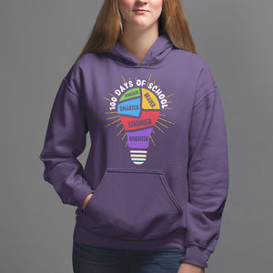 100th Day Of School Hoodie 100 Days Smarter Kinder Stronger Brighter Brave TS09 Purple Printyourwear