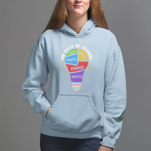 100th Day Of School Hoodie 100 Days Smarter Kinder Stronger Brighter Brave TS09 Light Blue Printyourwear