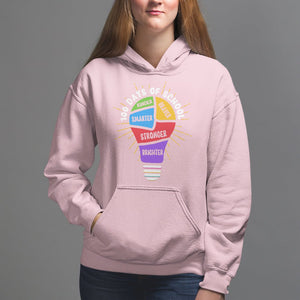 100th Day Of School Hoodie 100 Days Smarter Kinder Stronger Brighter Brave TS09 Light Pink Printyourwear