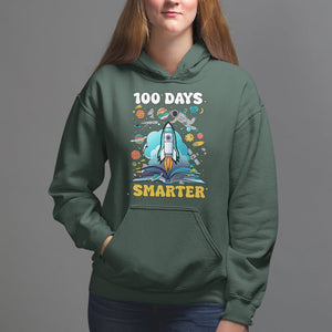 100th Day Of School Hoodie 100 Days Smarter Outer Space Magic Book TS09 Dark Forest Green Printyourwear