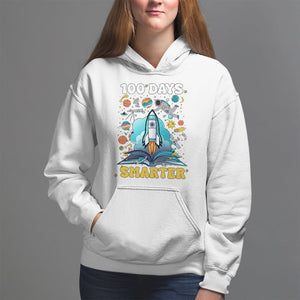 100th Day Of School Hoodie 100 Days Smarter Outer Space Magic Book TS09 White Printyourwear