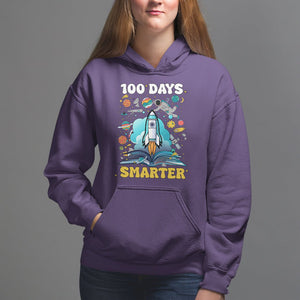 100th Day Of School Hoodie 100 Days Smarter Outer Space Magic Book TS09 Purple Printyourwear