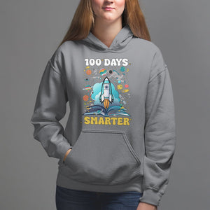 100th Day Of School Hoodie 100 Days Smarter Outer Space Magic Book TS09 Charcoal Printyourwear