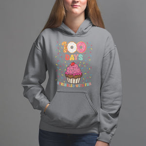 100th Day Of School Hoodie 100 Days Sprinkled With Fun Cupcake Donut TS09 Charcoal Printyourwear