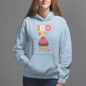 100th Day Of School Hoodie 100 Days Sprinkled With Fun Cupcake Donut TS09 Light Blue Printyourwear