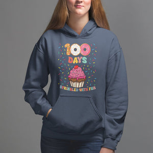 100th Day Of School Hoodie 100 Days Sprinkled With Fun Cupcake Donut TS09 Navy Printyourwear