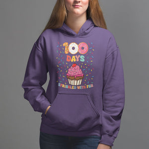 100th Day Of School Hoodie 100 Days Sprinkled With Fun Cupcake Donut TS09 Purple Printyourwear