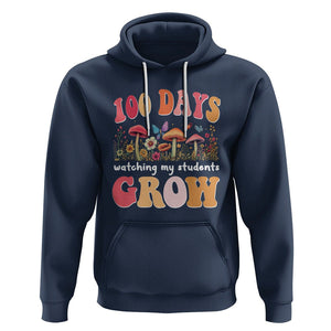 100th Day Of School Hoodie 100 Days Watching My Student Grow Teacher TS09 Navy Printyourwear