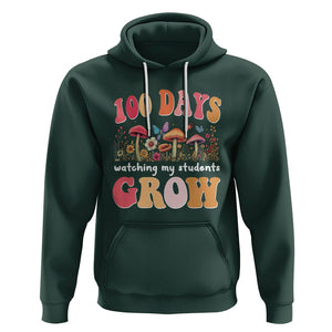 100th Day Of School Hoodie 100 Days Watching My Student Grow Teacher TS09 Dark Forest Green Printyourwear