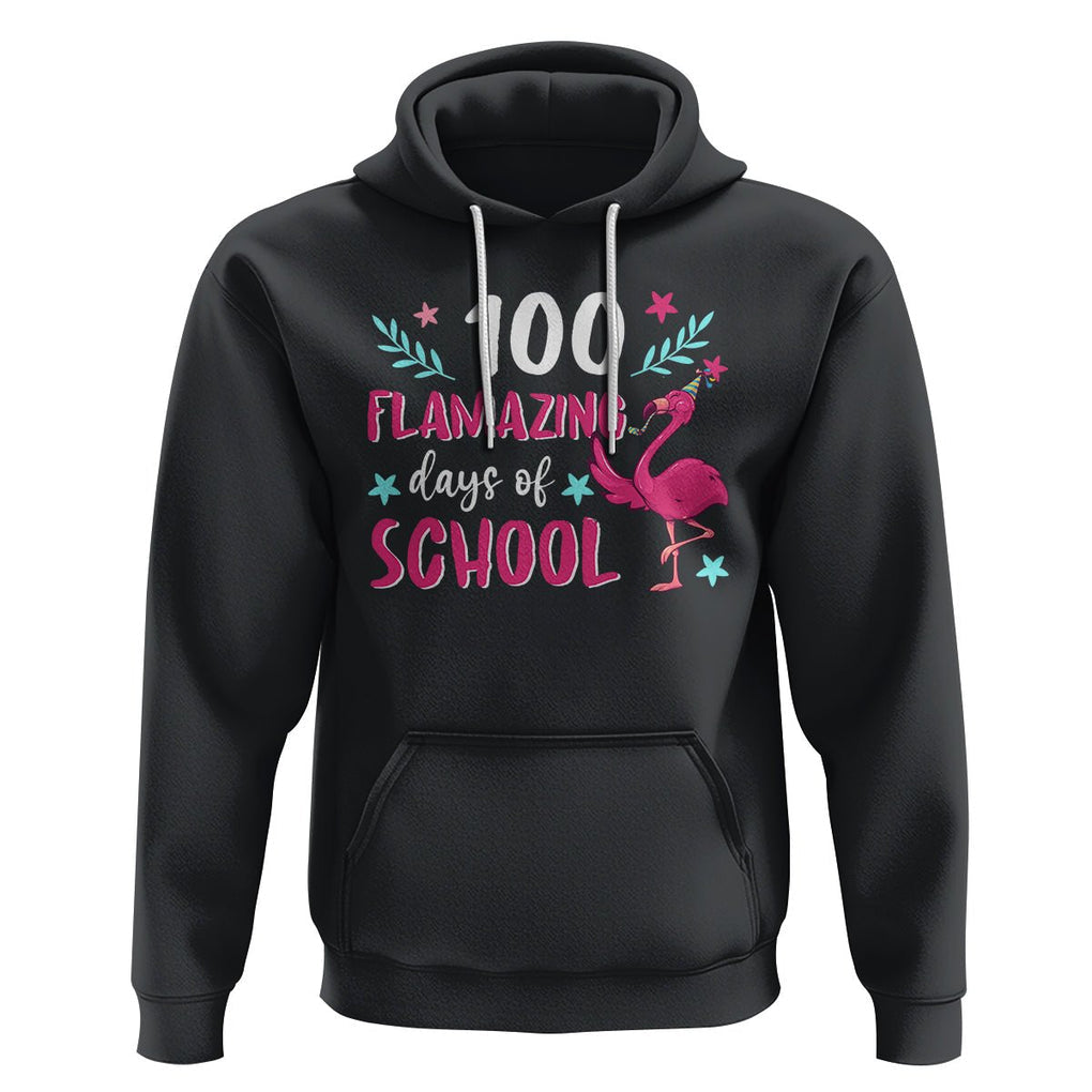 100th Day Of School Hoodie 100 Flamazing Days Flamingo TS09 Black Printyourwear