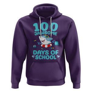 100th Day Of School Hoodie 100 Jawsome Days Funny Shark TS09 Purple Printyourwear