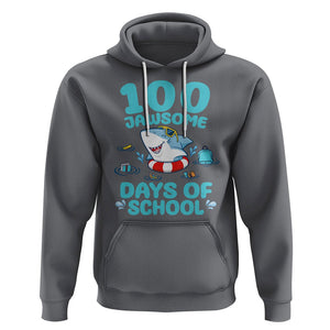 100th Day Of School Hoodie 100 Jawsome Days Funny Shark TS09 Charcoal Printyourwear