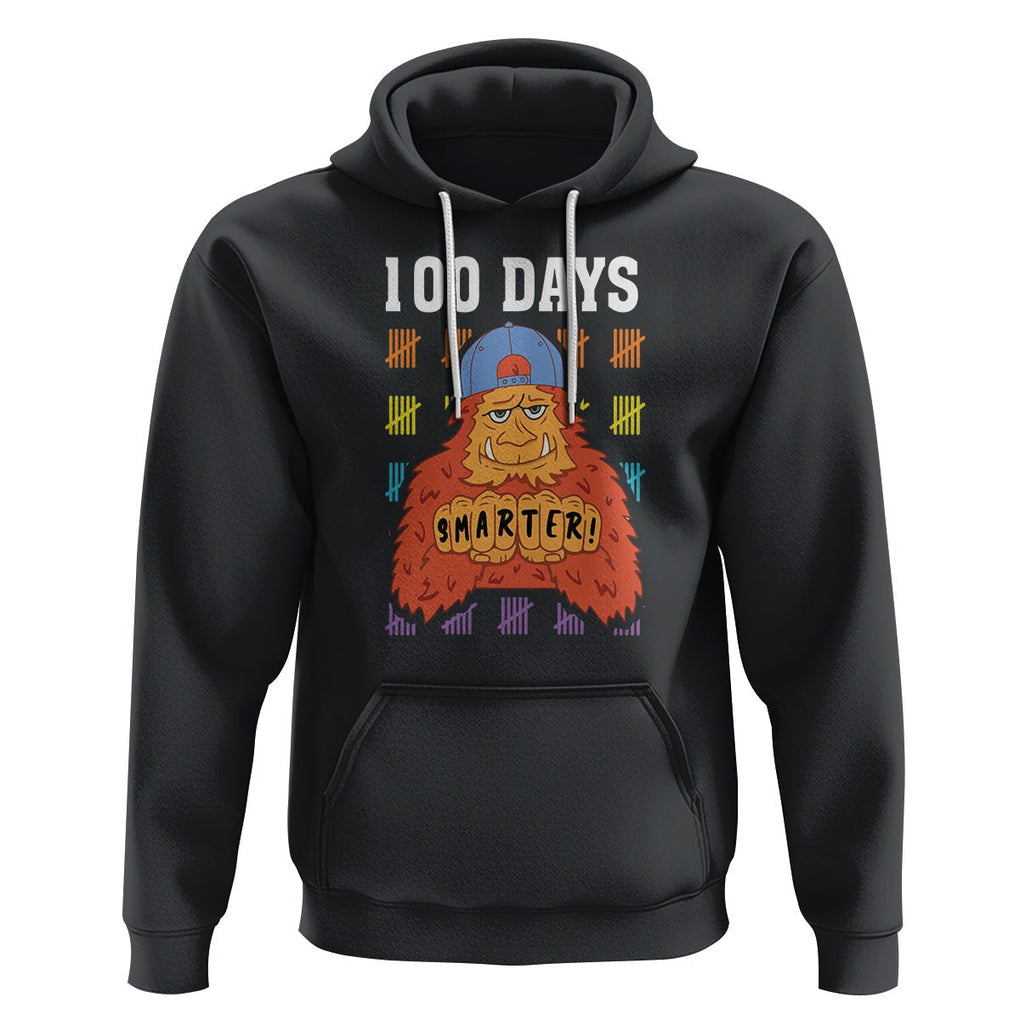 100th Day Of School Hoodie 101 Days Smarter Cool Bigfoot Sasquatch TS09 Black Printyourwear