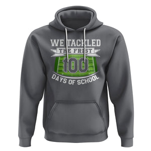 100th Day Of School Hoodie Football We Tackled The Firrst 100 Days Of School TS09 Charcoal Printyourwear