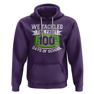 100th Day Of School Hoodie Football We Tackled The Firrst 100 Days Of School TS09 Purple Printyourwear