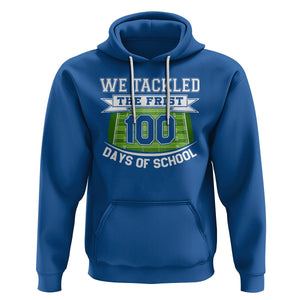 100th Day Of School Hoodie Football We Tackled The Firrst 100 Days Of School TS09 Royal Blue Printyourwear