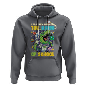 100th Day Of School Hoodie I Blasted Through 100 Days Dinosaur Astronaut TS09 Charcoal Printyourwear