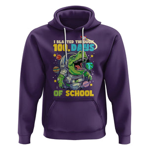 100th Day Of School Hoodie I Blasted Through 100 Days Dinosaur Astronaut TS09 Purple Printyourwear