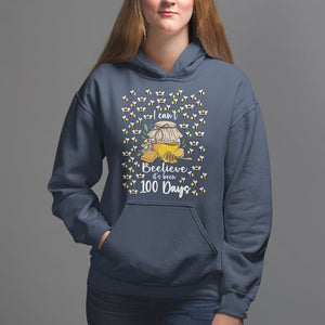 100th Day Of School Hoodie I Can't Beelieve It is 100 Days Smarter Funny Bee TS09 Navy Printyourwear