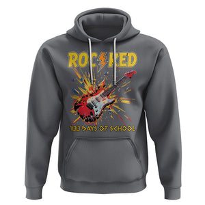 100th Day Of School Hoodie I Rocked 100 Days Funny Rock Lover Guitar TS09 Charcoal Printyourwear