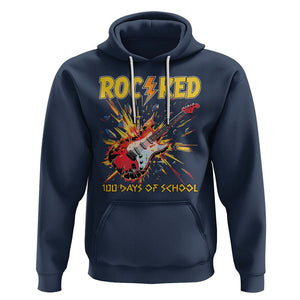 100th Day Of School Hoodie I Rocked 100 Days Funny Rock Lover Guitar TS09 Navy Printyourwear