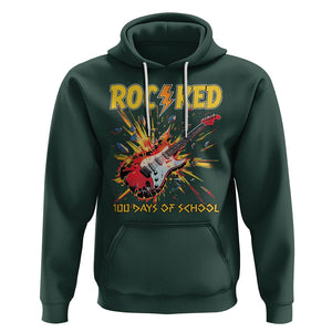 100th Day Of School Hoodie I Rocked 100 Days Funny Rock Lover Guitar TS09 Dark Forest Green Printyourwear