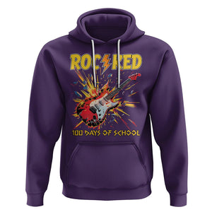 100th Day Of School Hoodie I Rocked 100 Days Funny Rock Lover Guitar TS09 Purple Printyourwear