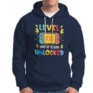 100th Day Of School Hoodie Level 100 Days Unlocked Video Game Funny Gamer TS09 Navy Printyourwear