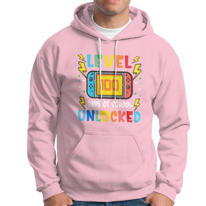 100th Day Of School Hoodie Level 100 Days Unlocked Video Game Funny Gamer TS09 Light Pink Printyourwear