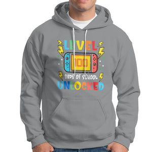 100th Day Of School Hoodie Level 100 Days Unlocked Video Game Funny Gamer TS09 Sport Gray Printyourwear