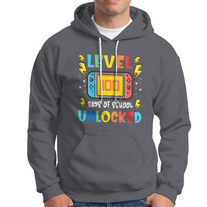 100th Day Of School Hoodie Level 100 Days Unlocked Video Game Funny Gamer TS09 Charcoal Printyourwear