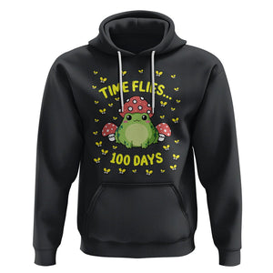 100th Day Of School Hoodie Time Flies Frog 100 Days TS09 Black Printyourwear