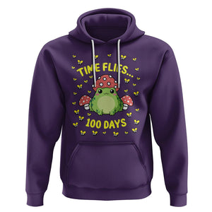 100th Day Of School Hoodie Time Flies Frog 100 Days TS09 Purple Printyourwear