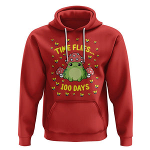 100th Day Of School Hoodie Time Flies Frog 100 Days TS09 Red Printyourwear