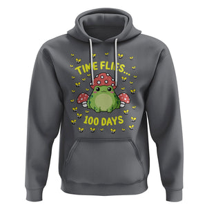 100th Day Of School Hoodie Time Flies Frog 100 Days TS09 Charcoal Printyourwear