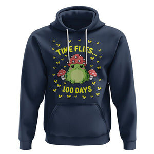 100th Day Of School Hoodie Time Flies Frog 100 Days TS09 Navy Printyourwear