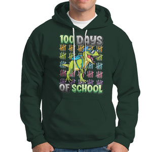 100th Day Of School Smarter Cool Dinosaur Boy Hoodie TS09 Dark Forest Green Printyourwear