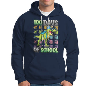 100th Day Of School Smarter Cool Dinosaur Boy Hoodie TS09 Navy Printyourwear