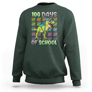 100th Day Of School Smarter Cool Dinosaur Boy Sweatshirt TS09 Dark Forest Green Printyourwear