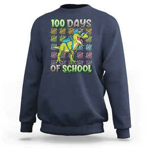 100th Day Of School Smarter Cool Dinosaur Boy Sweatshirt TS09 Navy Printyourwear