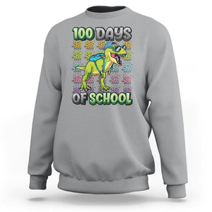 100th Day Of School Smarter Cool Dinosaur Boy Sweatshirt TS09 Sport Gray Printyourwear