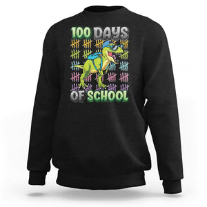 100th Day Of School Smarter Cool Dinosaur Boy Sweatshirt TS09 Black Printyourwear