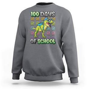 100th Day Of School Smarter Cool Dinosaur Boy Sweatshirt TS09 Charcoal Printyourwear