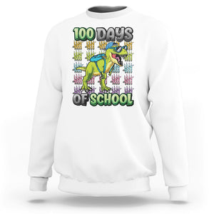 100th Day Of School Smarter Cool Dinosaur Boy Sweatshirt TS09 White Printyourwear