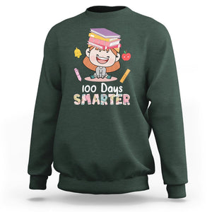 100th Day Of School Smarter Cutte Girl Love Book Sweatshirt TS09 Dark Forest Green Printyourwear