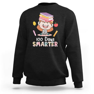 100th Day Of School Smarter Cutte Girl Love Book Sweatshirt TS09 Black Printyourwear