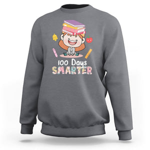 100th Day Of School Smarter Cutte Girl Love Book Sweatshirt TS09 Charcoal Printyourwear