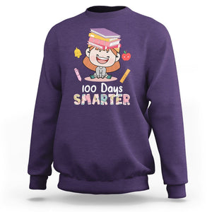 100th Day Of School Smarter Cutte Girl Love Book Sweatshirt TS09 Purple Printyourwear