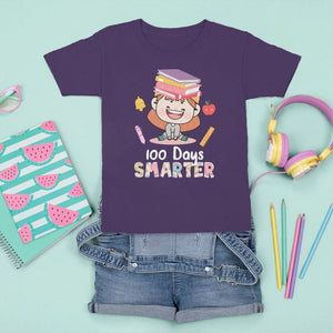 100th Day Of School Smarter Cutte Girl Love Book T Shirt For Kid TS09 Purple Printyourwear